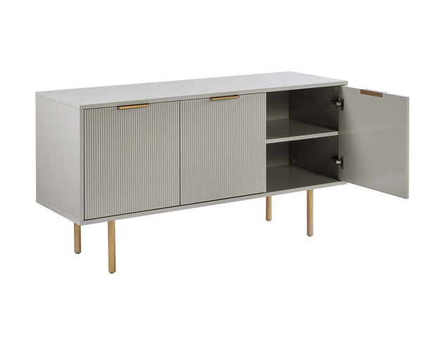 Sunpan Dorada Modern Sideboard With High Gloss Grey Finish And Gold Hardware - Stylish Storage Solution Grey Wood 111905