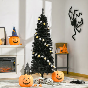 English Elm Homcom 6Ft Slim Pencil Douglas Fir Christmas Tree – Realistic, Easy Assembly, Versatile Black Decor W2225P229705