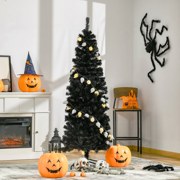 English Elm Homcom 6Ft Slim Pencil Douglas Fir Christmas Tree – Realistic, Easy Assembly, Versatile Black Decor W2225P229705
