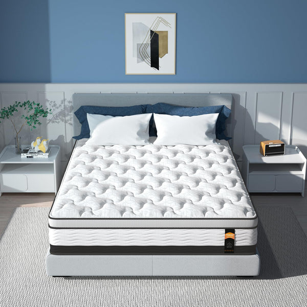 English Elm 14 Inch Full Hybrid Mattress Gel Foam Pocket Coils Medium Firm Sleep Support B2716P329689