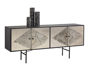 Sunpan Arlington Sideboard - Unique Patina Finish with Black Iron Frame, Handcrafted by Skilled Artisans Large - 72W x 17D x 30H