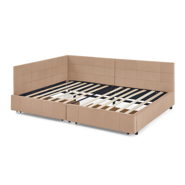 English Elm Full Size Upholstered Tufted Bed Frame - Stylish Velvet Sofa Bed With Storage, Pink Elegance W487S00305