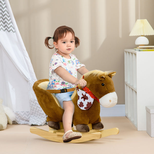 English Elm Qaba Giraffe Plush Toddler Rocking Ride on Toy with Sound and Safety Belt W2225P200777