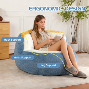 English Elm Oversized Multicolor Faux Fur Bean Bag Sofa – Cozy Lounger With Shredded Foam, No Assembly Needed! W3723P375714-GIGA