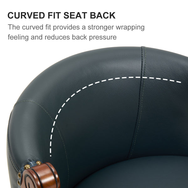 English Elm Counter Cow Top Leather Wooden Bar Stool with Back, 360° Swivel, Adjustable Height, Blue Finish W2195P331499