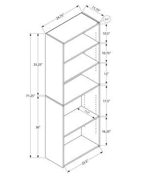 English Elm Bookshelf, Six Tier Tall White Laminate Unit for Home Office or Bedroom Storage B2710P219787