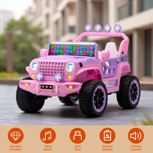 English Elm 24v Two Seat Kids Ride on Car with 4wd Motor Remote Control and Led Lights Pink W509P378207