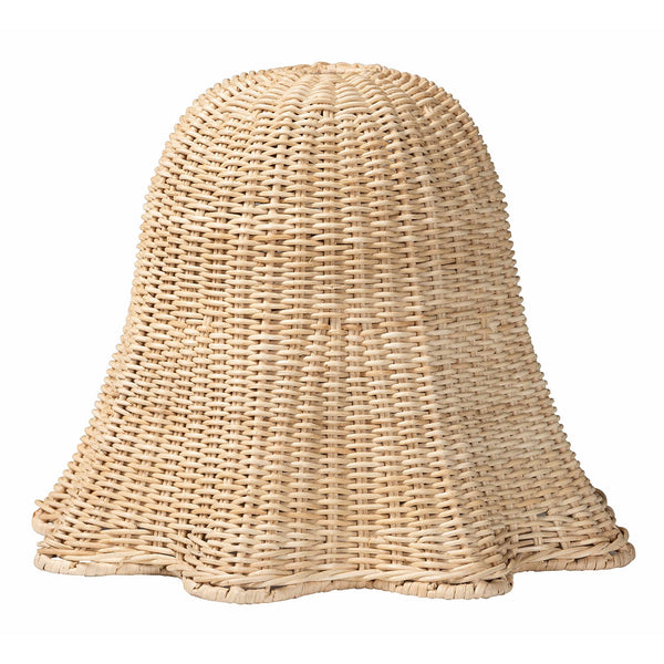 English Elm Bohemian Hand Woven Rattan Pendant Shade Bell Silhouette Scalloped Coastal Decor B2750P467785