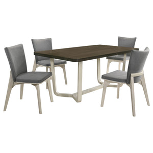 English Elm Sexton Farmhouse Rectangular Dining Set Seats Four with Upholstered Chairs B062S01419