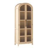 Chantelle Modern Arched Bookcase with Glass Doors Coastal Oak WECHA41OS3CO0 Walker Edison