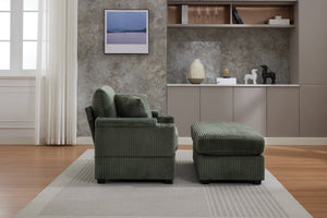 English Elm Corduroy Chaise Lounge Sofa With Movable Ottoman, Cupholders, Storage & Detachable Cushions W2120S00005-GIGA