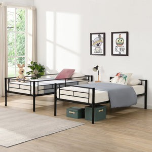 English Elm Twin Over Steel Bunk Bed with Pull Out Trundle Stair Access Kids Room W311120500