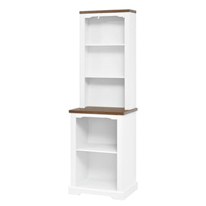 English Elm 3-piece Farmhouse Entertainment Center with Curved Cabinets Walnut Mdf Modular Living Room White N721S000068K