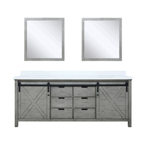 English Elm Ash Grey Double Vanity 80" W x 22" D with Cultured Marble Top, Soft-Close Drawers, Mirrors Included B2731S00905