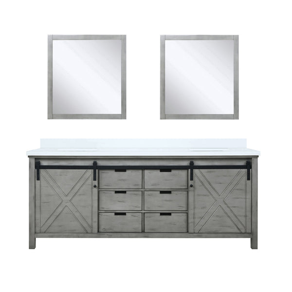 English Elm Ash Grey Double Vanity 80" W x 22" D with Cultured Marble Top, Soft-Close Drawers, Mirrors Included B2731S00905
