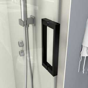 English Elm 56" Frameless Sliding Shower Door Tempered Glass Soft Close Matte Hardware Alcove Fit Matte Black W1920P385324