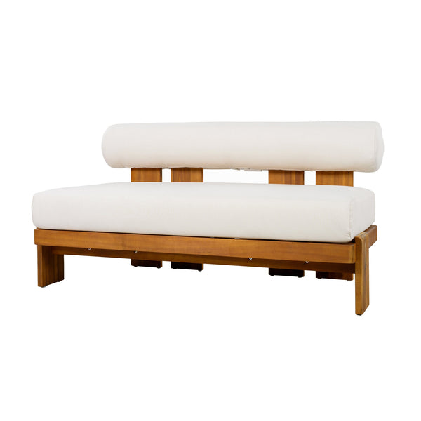 English Elm Patio Acacia Wood Loveseat and Coffee Table Set for Outdoor Lounge Spaces N776P387848B