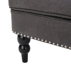 English Elm Christopher Knight Home® - HARRISON Tufted Club Chair with Diamond-Stitched Back, Nailhead Trim and Turned Birch Legs for Comfort and Style Slate 53444.00MFSLA