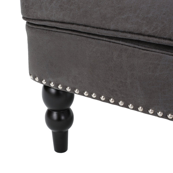 English Elm Christopher Knight Home® - HARRISON Tufted Club Chair with Diamond-Stitched Back, Nailhead Trim and Turned Birch Legs for Comfort and Style Slate 53444.00MFSLA