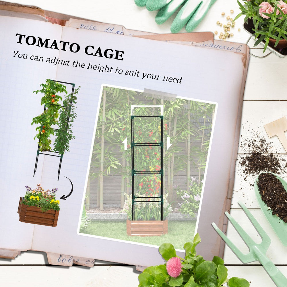 English Elm Outsunny Galvanized Steel Raised Garden Bed With Trellis, Perfect For Vegetables, Vines & Flowers W2225P174400-GIGA