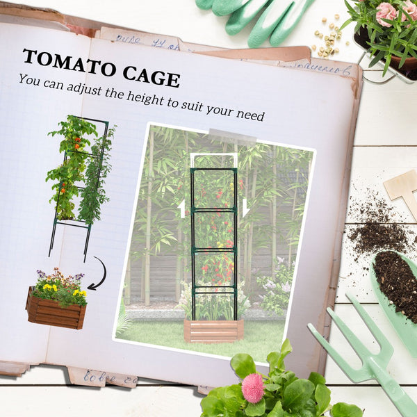English Elm Outsunny Galvanized Steel Raised Garden Bed With Trellis, Perfect For Vegetables, Vines & Flowers W2225P174400-GIGA