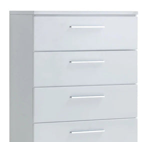 English Elm Modern High Gloss White Chest 5 Drawers 31"W x 17.75"D x 51"H — Contemporary Storage, Easy Assembly B2741P368137