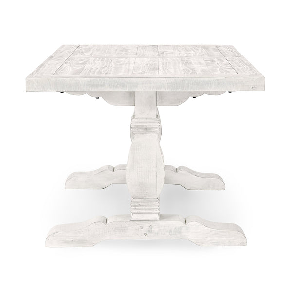 English Elm Caleb 78" Dining Table in Distressed Ivory Antique White - Handcrafted Solid Pine, Rustic Farmhouse Charm B2723S00002