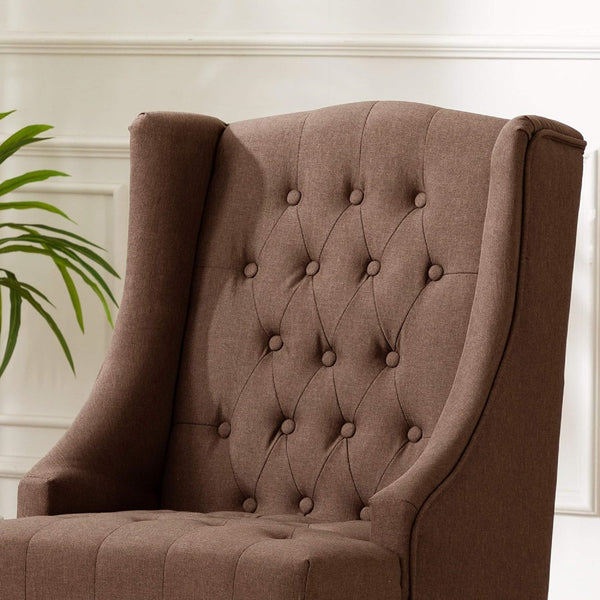 English Elm 1pc Wingback Accent Chair Diamond Tufted Polyester Upholstery Parlor Inspired Seating Chocolate B011P202554