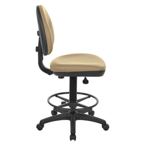 OSP Home Furnishings Sculptured Ergonomic Drafting Chair with Lumbar Support Padded Seat and Adjustable Footring Buff DC550-R104