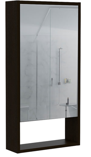 English Elm Medicine Cabinet Matte Black Mirrored Door with Open Shelf for Modern Bathrooms B097133126