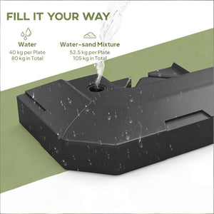 English Elm Cantilever Umbrella Weight Plates Fillable Hdpe Ballast for Outdoor Cross Base Stability Black T3971P454759