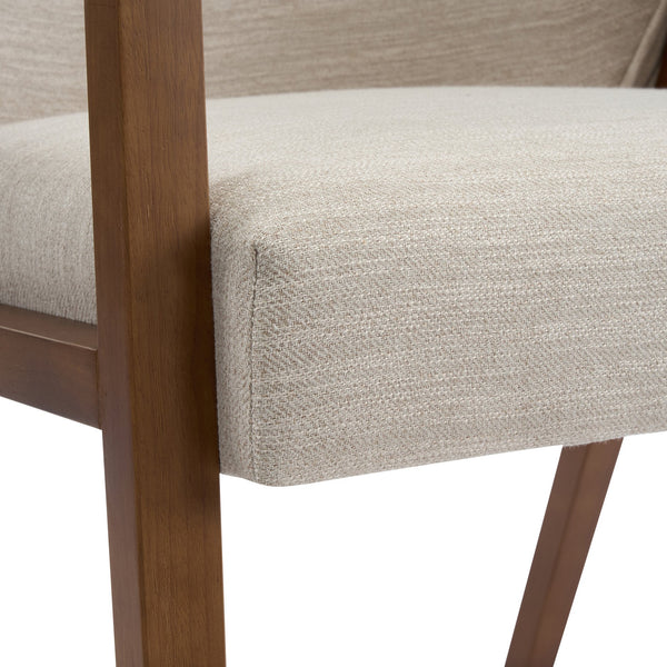 English Elm Modern Rubberwood Dining Chair Set Sculptural Curved Back Upholstered Seat Walnut Frame N768P391131B