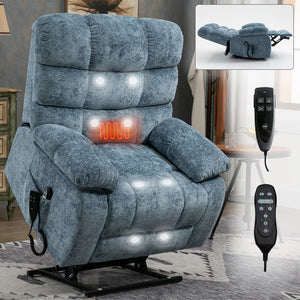 English Elm Lift Recliner Chair Dual Motor Chenille Upholstered with Heat Massage for Living Room W3224P293251