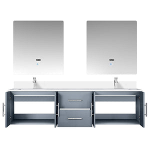 English Elm Dark Grey 72" Double Bath Vanity with Cultured Marble Top, Chrome Faucet, 30" LED Mirrors, Durable Finish B2731S01093