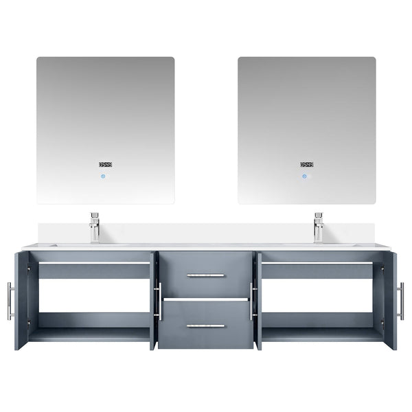 English Elm Dark Grey 72" Double Bath Vanity with Cultured Marble Top, Chrome Faucet, 30" LED Mirrors, Durable Finish B2731S01093
