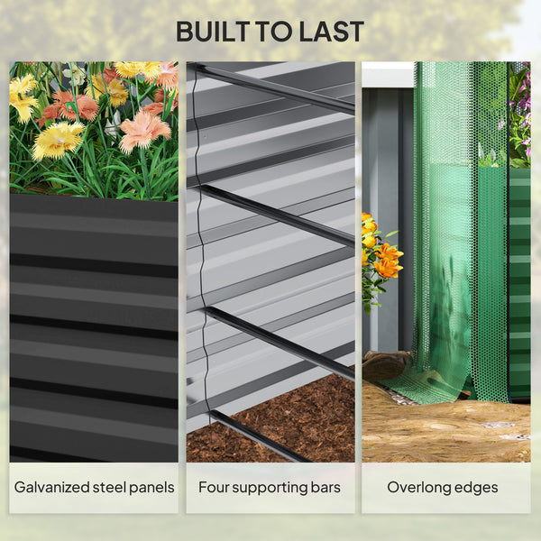 English Elm Galvanized Steel Raised Garden Bed with Hdpe Crop Cage and Shade Cloth Kit T3971P422409