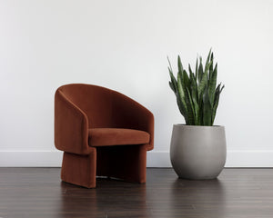 Sunpan LAURYN Lounge Chair in Meg Rust - Modern Barrelback Design for Stylish Comfort in Any Space 109755V