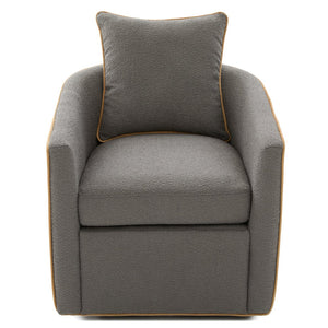 English Elm Swivel Barrel Accent Chair Boucle Upholstered with 360 Base for Living Room Corners Light Grey N763P376127E