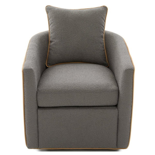 English Elm Swivel Barrel Accent Chair Boucle Upholstered with 360 Base for Living Room Corners Light Grey N763P376127E