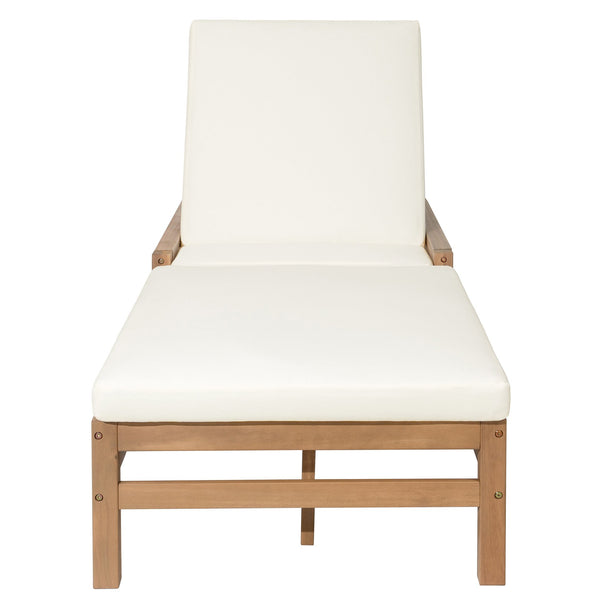 English Elm Trexm Solid Acacia Wood Outdoor Reclining Lounge Chair Set of 2 with Cushions Light Teak TM000033AAD