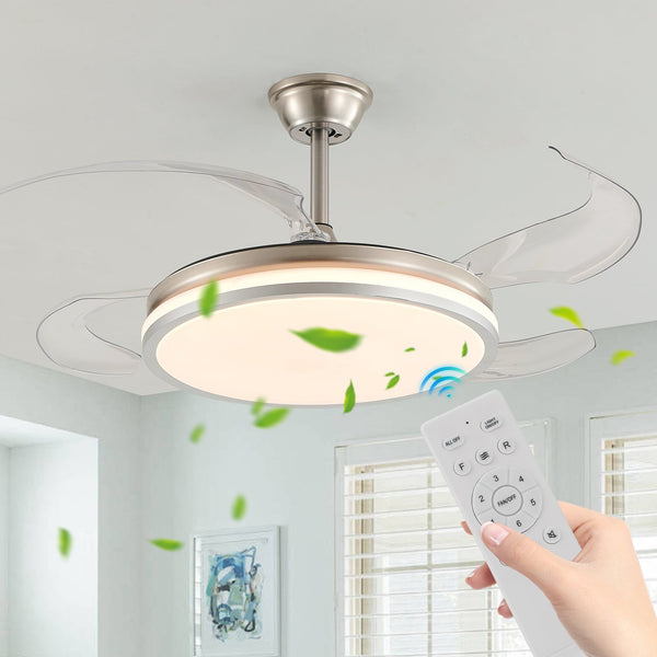 English Elm 42 Inch Modern Led Ceiling Fan With Remote, Retractable Blades, 6 Speed, Silent Dc Motor For Any Room W2312P374996