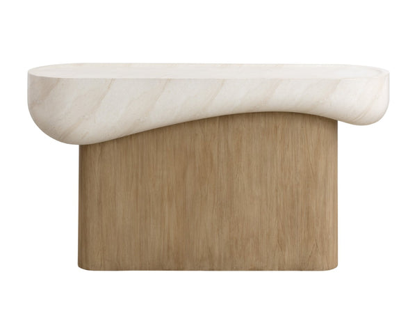 Sunpan ORESTE Console Table - Sculptural Design with Concrete Finish, Versatile for Indoor & Outdoor Spaces 112215