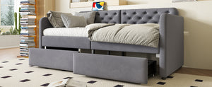 English Elm Twin Velvet Daybed with Storage Drawers Tufted Sofa Bed for Guest or Studio Rooms W1670P410536