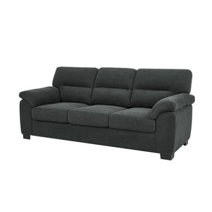 English Elm 3-seater Track Arm Sofa Tufted Textured Fabric Couch for Modern Living Rooms Dark Gray W5568S00009