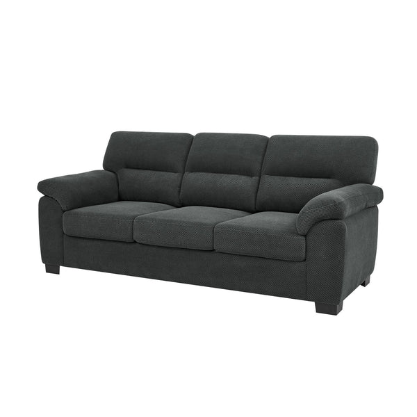 English Elm 3-seater Track Arm Sofa Tufted Textured Fabric Couch for Modern Living Rooms Dark Gray W5568S00009
