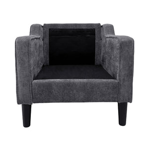 English Elm Living Room Linen Accent Chair Mid Century Modern with Tapered Wood Legs Compact Seat W5052P411380