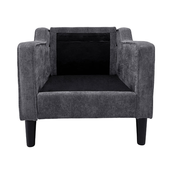 English Elm Living Room Linen Accent Chair Mid Century Modern with Tapered Wood Legs Compact Seat W5052P411380