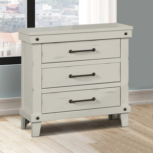 English Elm 3 Solid Wood Nightstand with USB Charging Port and Three Storage Drawers, Custom Hardware Appeal White 30.5 L x 20 W x 31.5 H B2699P239134