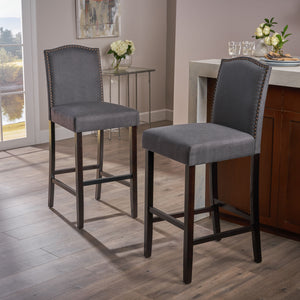 Christopher Knight Home® - Noble House - Darren Contemporary Upholstered Barstools with Nailhead Trim - Set of 2