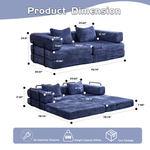 English Elm Compression Convertible Floor Sofa Bed – Stylish Chenille Loveseat, Easy Setup, Ideal For Small Spaces W3723P345645